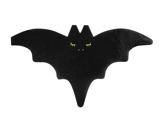 Servilletas murciélago negro con impresión dorada Halloween