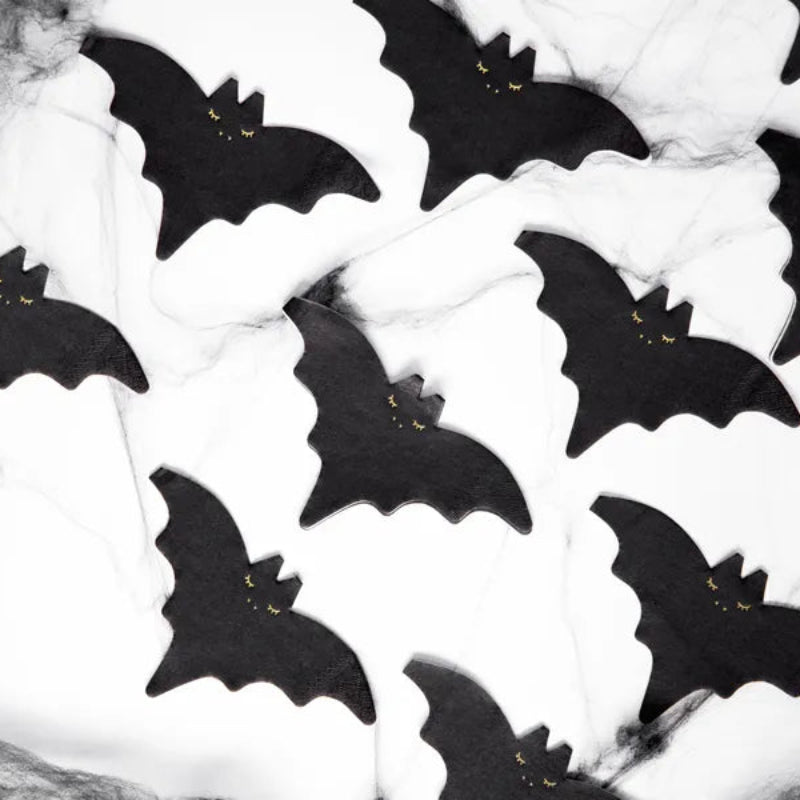 Servilletas de papel negras con detalles dorados Halloween