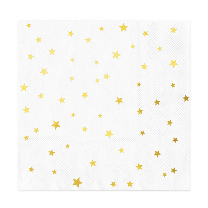 Servilletas blancas con estrellas doradas 33 x 33 cm