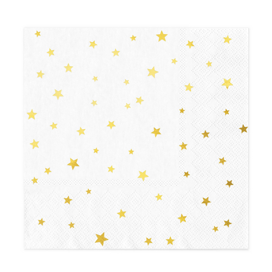 Servilletas blancas con estrellas doradas 33 x 33 cm