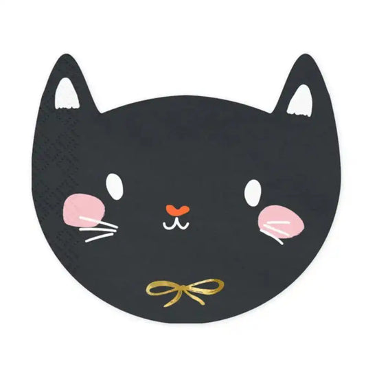 Servilletas de Papel Gato Negro 15x13 cm - Pack de 20, Diseño Colorido