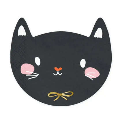 Servilletas de Papel Gato Negro 15x13 cm - Pack de 20, Diseño Colorido - Narosa Sweet Party Barcelona