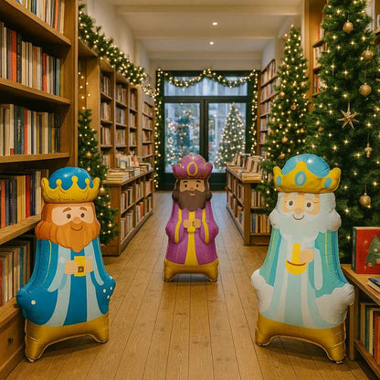 Globos navideños de los Reyes Magos que se mantienen de pie sin helio.