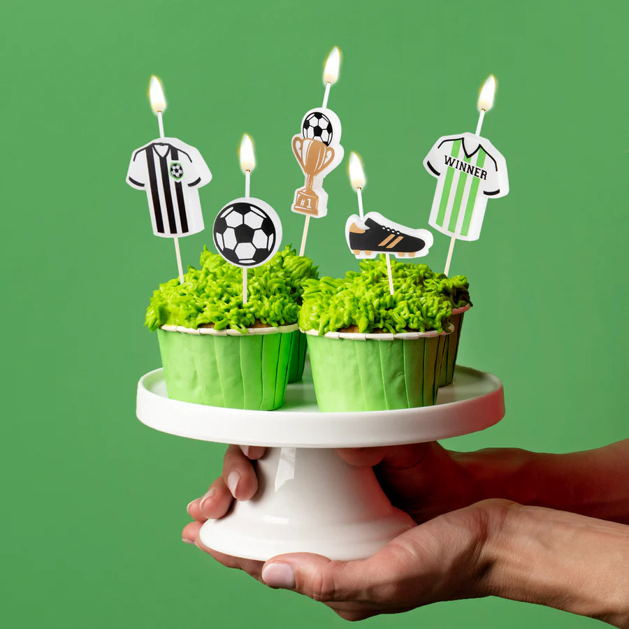 Set de 5 Velas de Cumpleaños de Fútbol