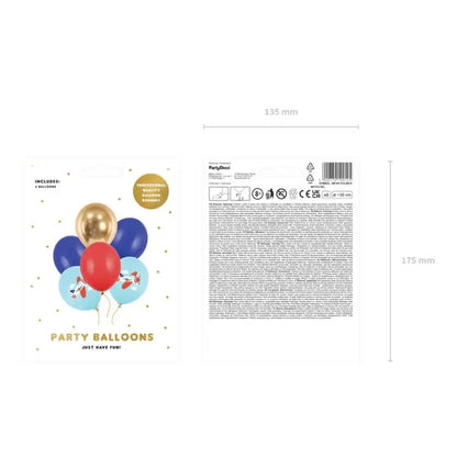 Set de Globos Avión 30 cm – 6 uds. Biodegradables – Aire o Helio - Narosa Sweet Party Barcelona