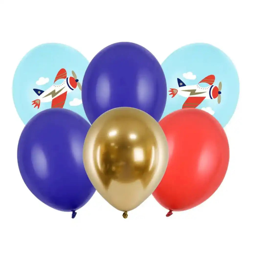 Set de Globos Avión 30 cm – 6 uds. Biodegradables – Aire o Helio - Narosa Sweet Party Barcelona