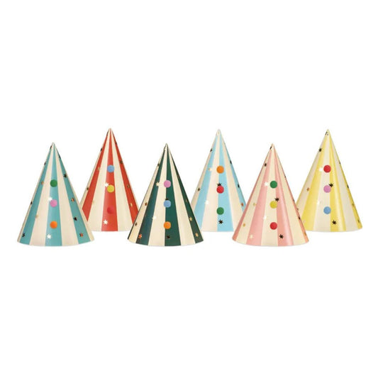 Sombreros de Fiesta con Pompón 16 cm - Pack de 6, Colores Surtidos