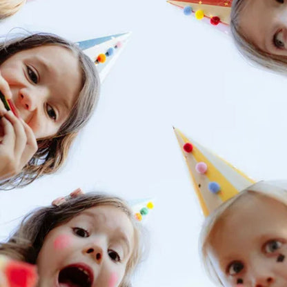 Sombreros de Fiesta con Pompón 16 cm - Pack de 6, Colores Surtidos