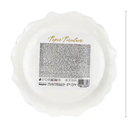 Platos de Papel Blancos con Borde Dorado (18,5 cm) – 6 uds - Narosa Sweet Party Barcelona