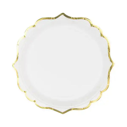 Platos de papel con borde dorado elegantes