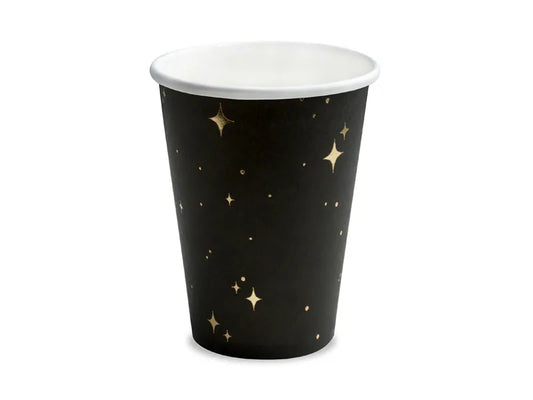 Vasos Negros de Papel Negro con Estampado Dorado