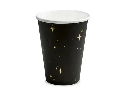 Vasos Negros de Papel Negro con Estampado Dorado