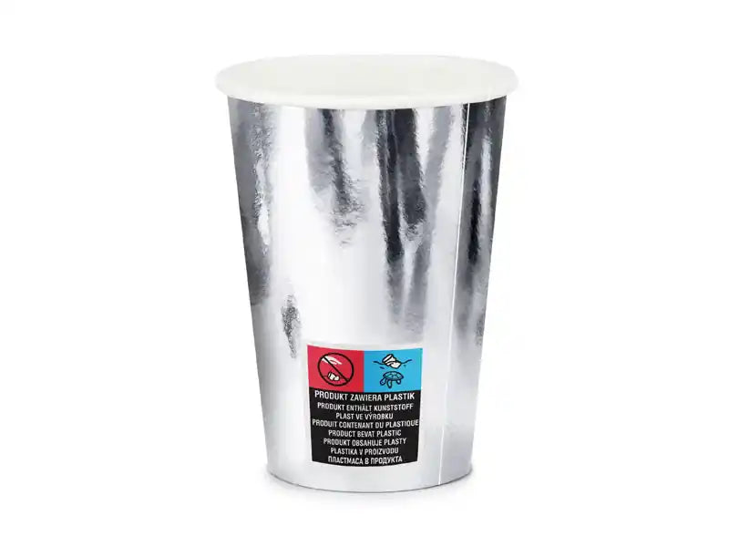 Vasos de Papel Plateados - 6 Piezas, 220 ml. - Narosa Sweet Party Barcelona