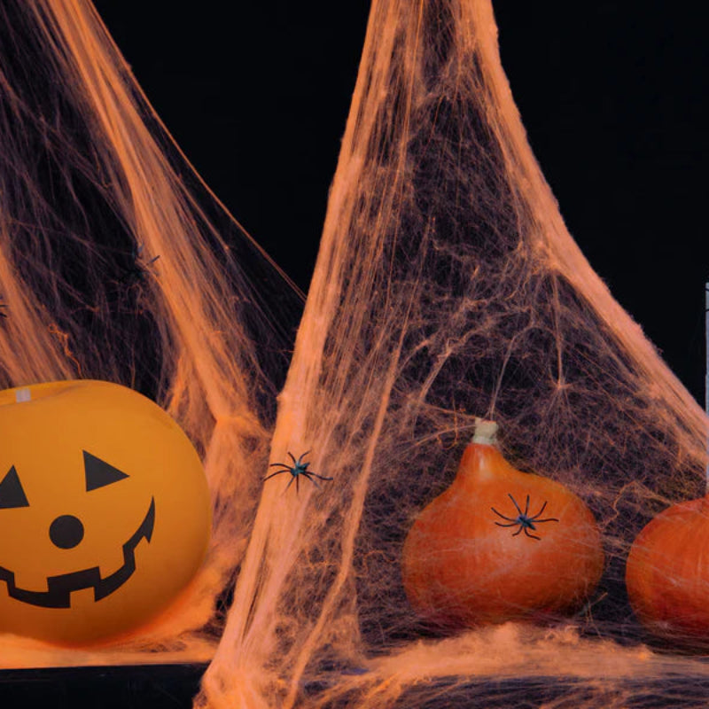 Escenario de telaraña Halloween naranjo