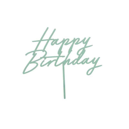 Topper de acrílico Happy Birthday verde mate
