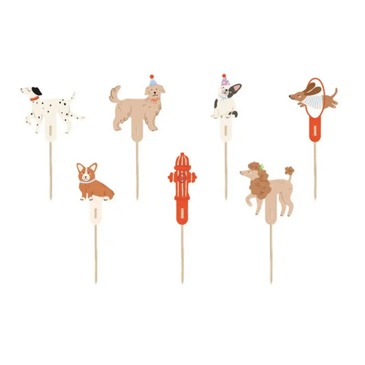 Toppers para Cupcakes Perros de 17-19.6 cm - Set de 7 unidades. - Narosa Sweet Party Barcelona