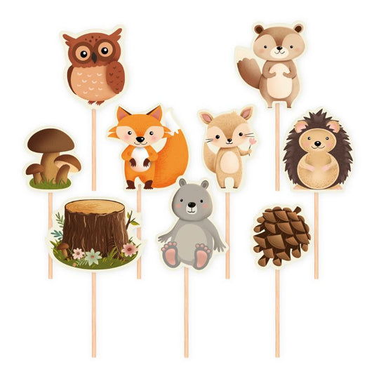 Toppers amigos del bosque para tarta infantil
