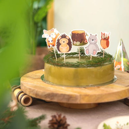 Set toppers bosque para mesa dulce infantil
