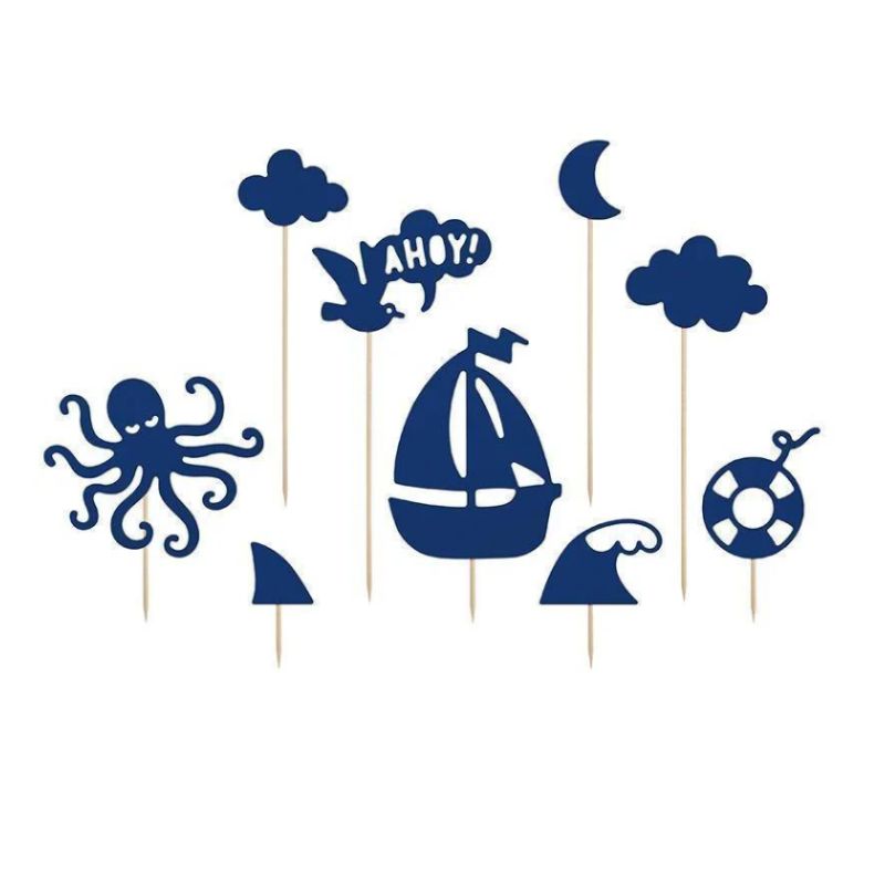 Toppers marineros azul marino set 9 piezas 9,5–22,5 cm