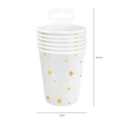 Pack 6 vasos estrellas doradas 220 ml celebraciones