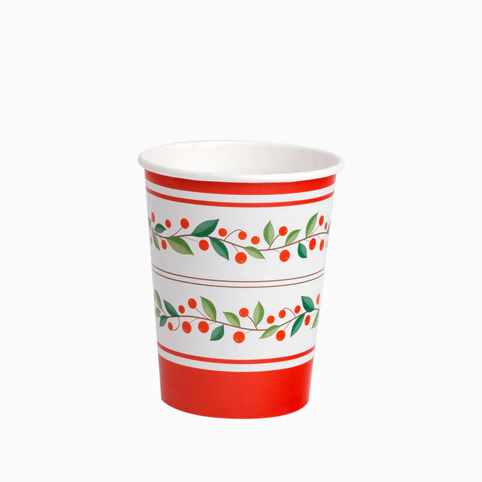 Vaso Cartón Navidad Natural Acebo