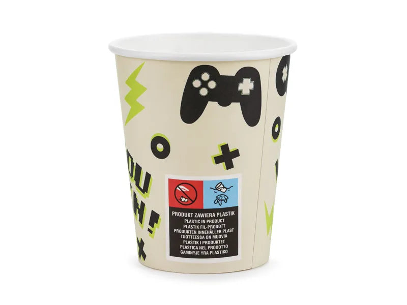 Vasos de Papel Gamer - 6 Piezas (220 ml)