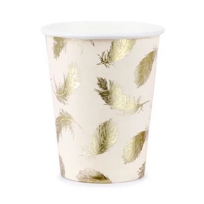 Vasos Lovely Swan rosa claro con plumas doradas 260 ml