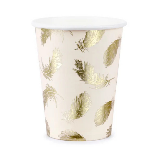 Vasos Lovely Swan rosa claro con plumas doradas 260 ml