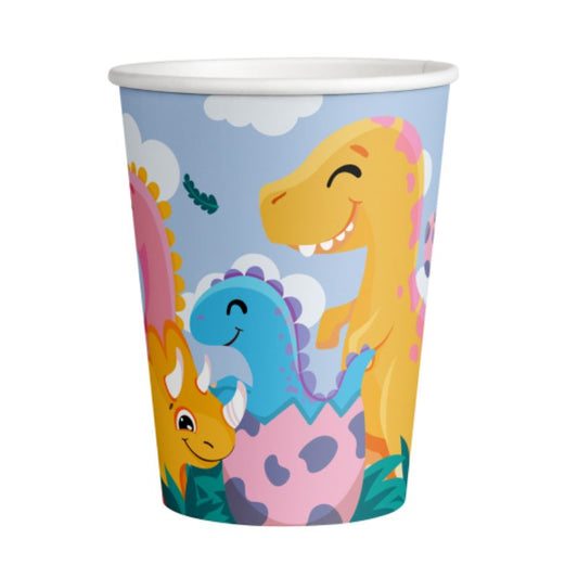 Vasos de papel Funny Dinosaurs 250 ml pack 8 uds.