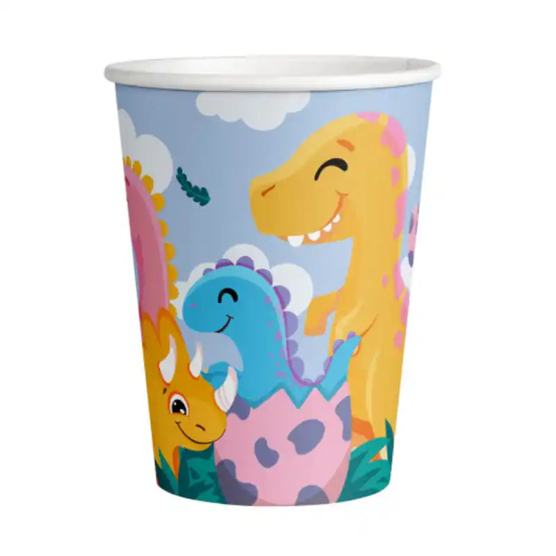 Vasos de papel Funny Dinosaurs 250 ml pack 8 uds.