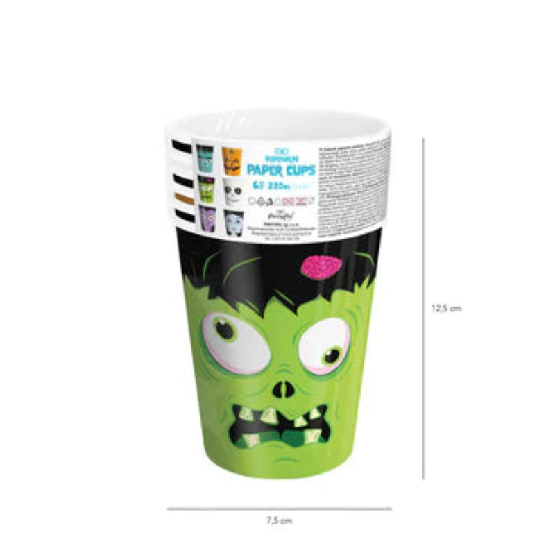 Pack 6 vasos Halloween con calabazas y vampiros