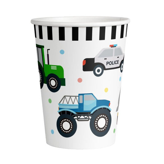 Vasos desechables Traffic Party diseño colorido y moderno