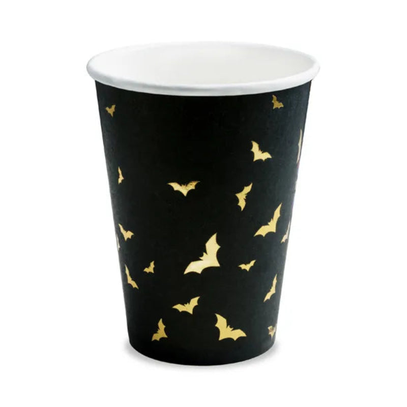 Vasos Trick or Treat negros con estampado dorado Halloween