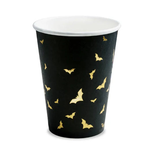 Vasos Trick or Treat negros con estampado dorado Halloween
