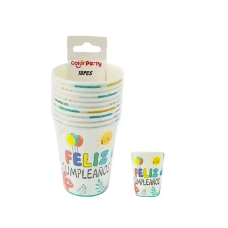 Vasos de papel Dinosaurios Feliz Cumpleaños 220ml. - Narosa Sweet Party Barcelona
