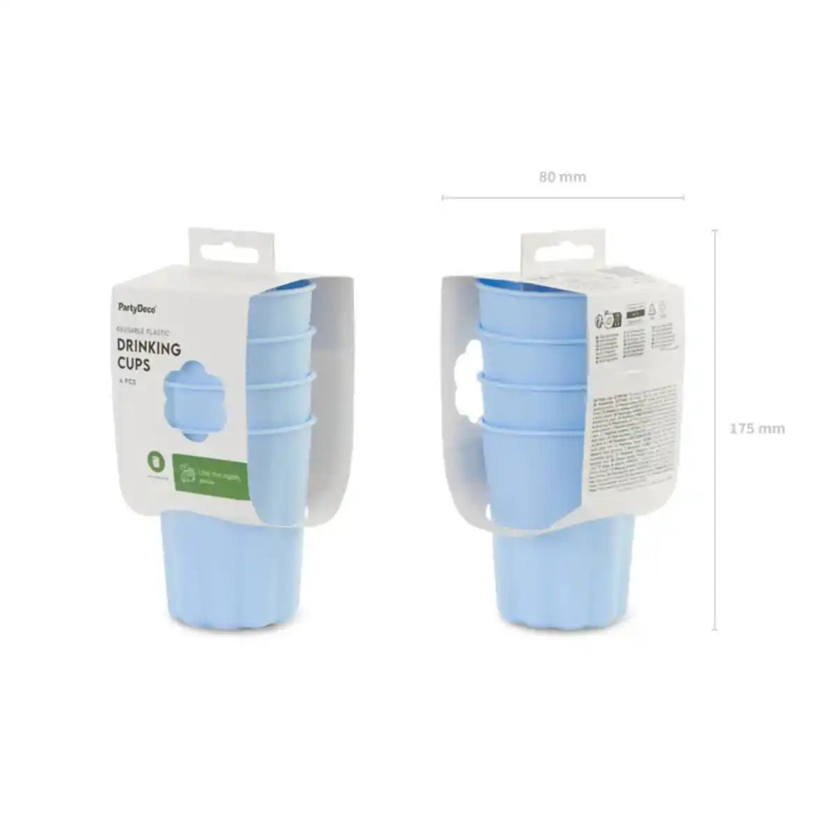 Vasos de plástico Frill Azul Claro (220 ml) – 4 uds - Narosa Sweet Party Barcelona