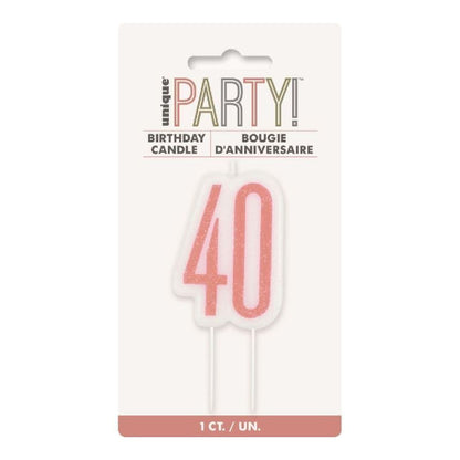 Vela Decades Glitz Rose Gold para tartas de cumpleaños