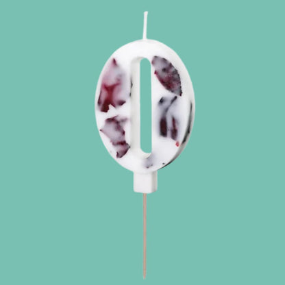 White Birthday Number Candle with Flower Petals - 8 cm
