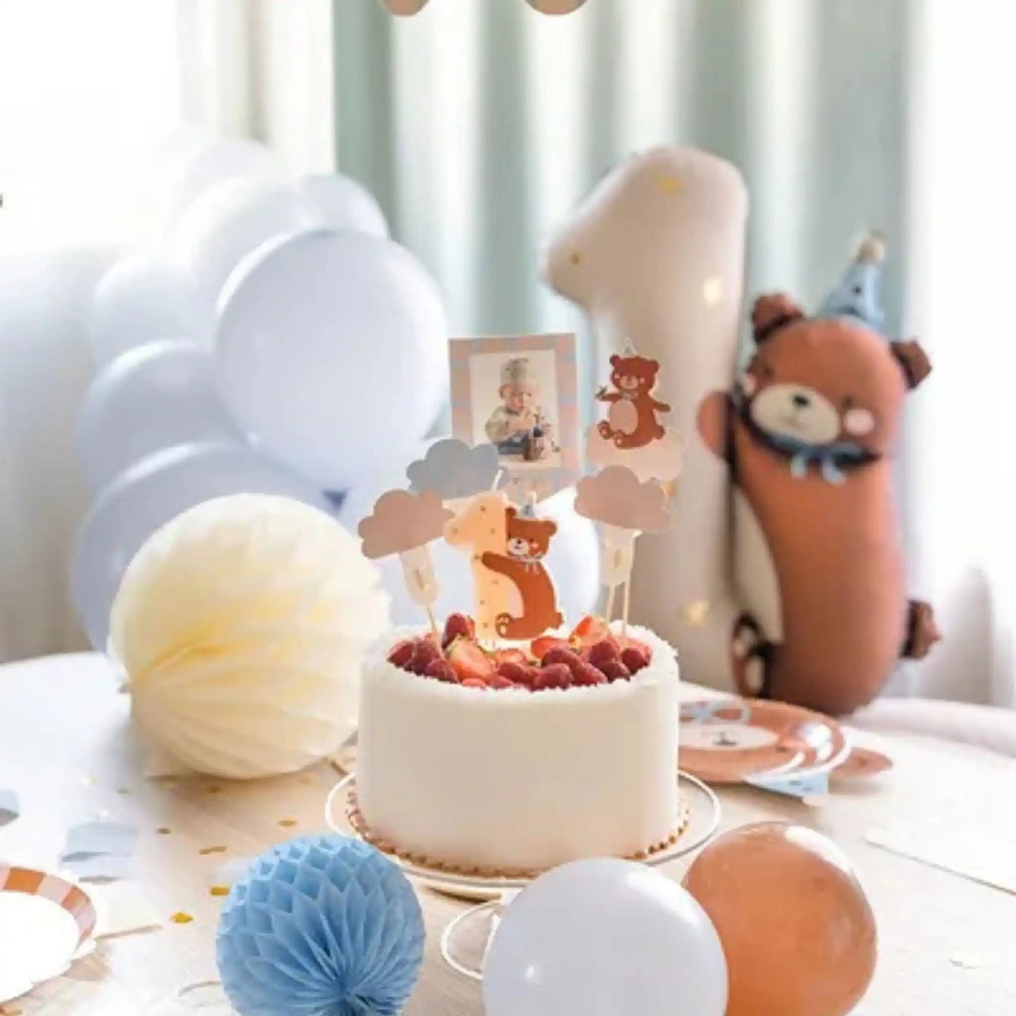 Vela de Cumpleaños Número 1 con Osito - 7 cm. - Narosa Sweet Party Barcelona