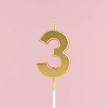 Vela Número Dorada 4 cm | Para Cumpleaños y Fiestas - Narosa Sweet Party Barcelona