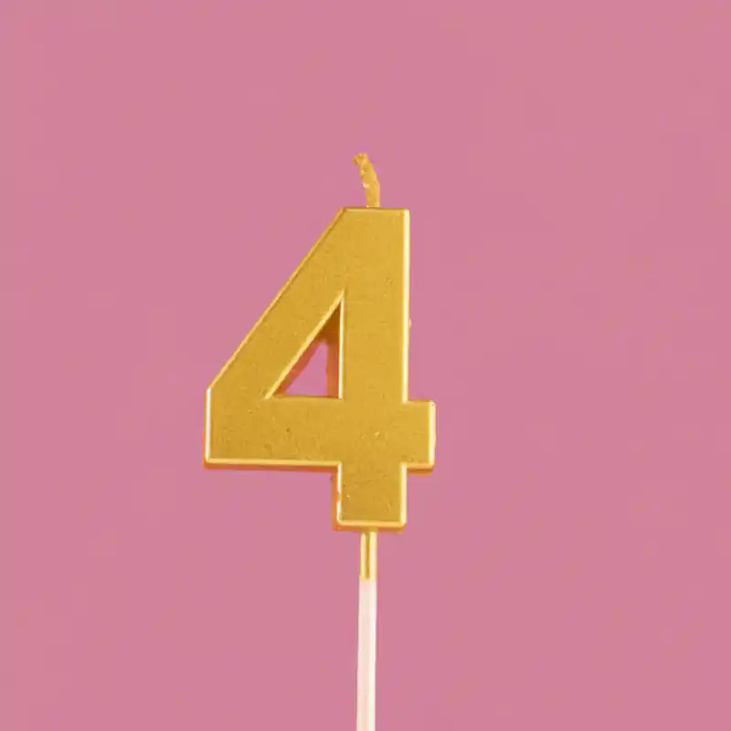 Vela Número Dorada 4 cm | Para Cumpleaños y Fiestas - Narosa Sweet Party Barcelona
