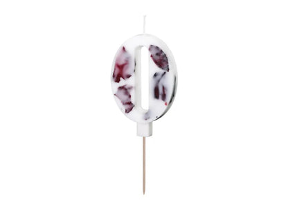 White Number Birthday Candle with Flower Petals 8 cm