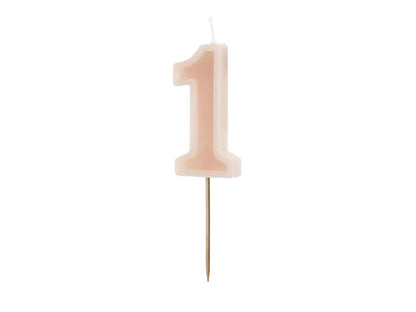 Birthday Candle Number 6cm. Pink or Olive Green