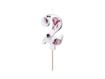 White Number Birthday Candle with Flower Petals 8 cm