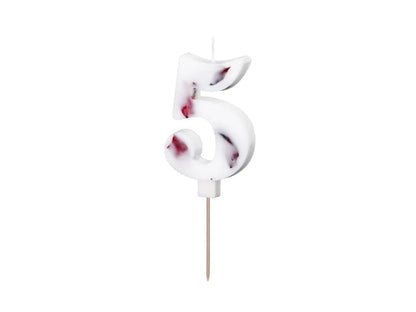 White Number Birthday Candle with Flower Petals 8 cm