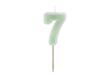Birthday Candle Number 6cm. Pink or Olive Green