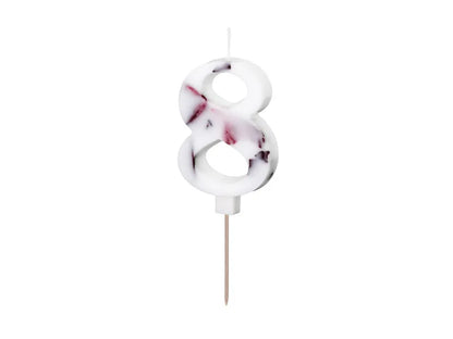 White Number Birthday Candle with Flower Petals 8 cm