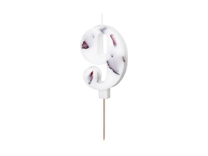 White Number Birthday Candle with Flower Petals 8 cm