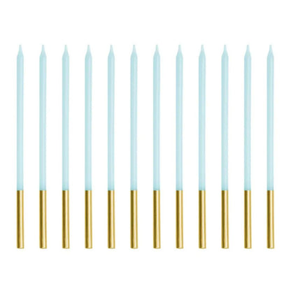 Velas de Cumpleaños Azul Claro 14 cm - Pack de 12
