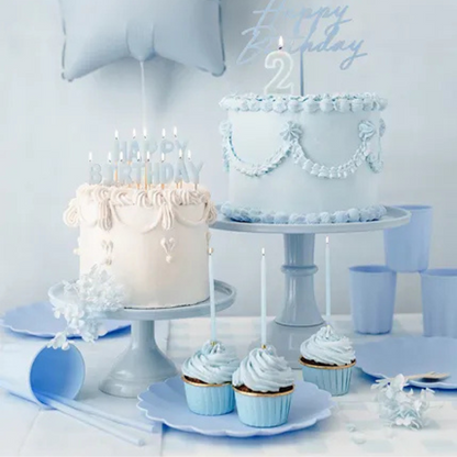 Velas de Cumpleaños Azul Claro 14 cm - Pack de 12